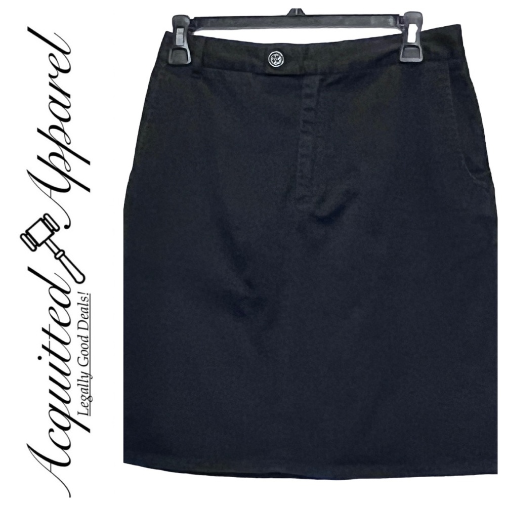Club Monaco Black A-Line Front Zipper Pockets Mini Skirt